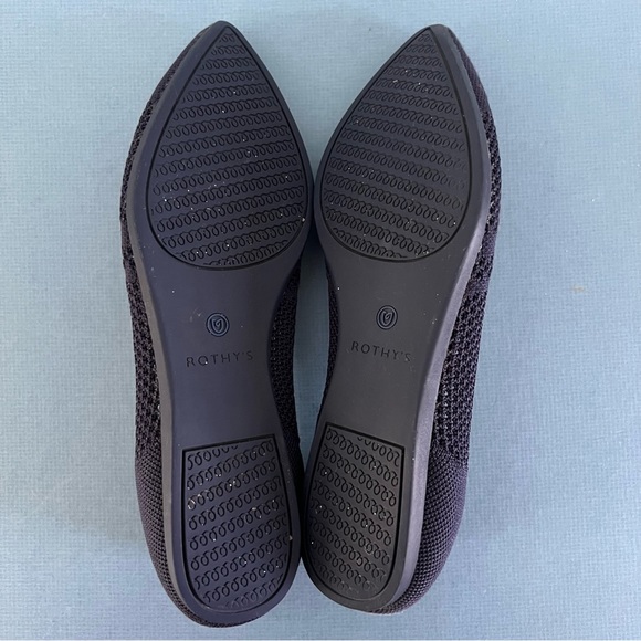 Rothy’s The Point Maritime Lattice Stitch Navy Blue Washable Knit Ballet Flats - Picture 8 of 9